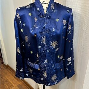 Reversible Asian Design Women's Jacket, Like New, frog buttons, mandarin collar